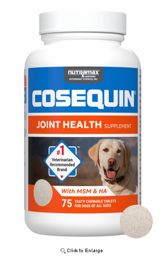 Nutramax Cosequin Max Strength Joint Supplement for Dogs 75 Chew Tablets