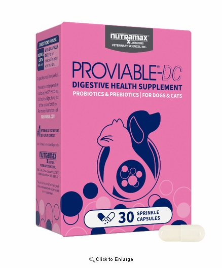 Nutramax Proviable Digestive Health Supplement for Cats & Dogs, 30 Capules